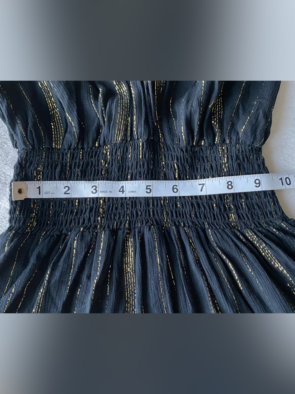 La Blanca Black Gold Shimmer Metallic Getaway Smocked Dress Coverup XS NWT - Picture 14 of 16